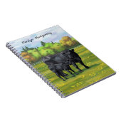 Zwarte Angus-Koe en Cute Calf in zomerperiode Notitieboek (Rechterzijde)