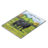 Zwarte Angus-Koe en Cute Calf in zomerperiode Notitieboek (Linkerzijde)