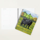 Zwarte Angus-Koe en Cute Calf in zomerperiode Planner (Display)