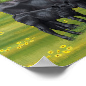 Zwarte Angus-Koe en Cute Calf in zomerperiode Poster (Hoek)