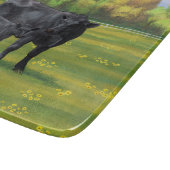 Zwarte Angus-Koe en Cute Calf in zomerperiode Snijplank (Hoek)