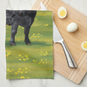 Zwarte Angus-Koe en Cute Calf in zomerperiode Theedoek (Quarter Fold)