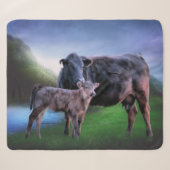 Zwarte Angus-koe en kalf Sherpa Deken (Voorkant (horizontaal))