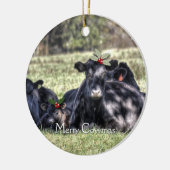 Zwarte Angus Koeien kerstversieringen Keramisch Ornament (Links)