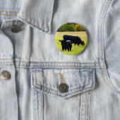 Zwarte Angus Pair in Field Ronde Button 5,7 Cm (In situ)