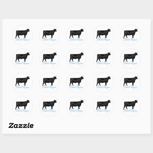 Zwarte Angus Ronde Sticker (Vel)