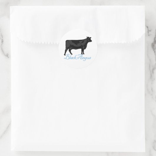 Zwarte Angus Ronde Sticker (Tas)