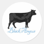 Zwarte Angus Ronde Sticker (Voorkant)