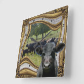 Zwarte Angus Vierkante Klok (Hoek)