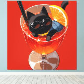 ZWARTE ANIME KAT IN EEN GLAS SAP CANVAS AFDRUK (Insitu (Houten vloer))