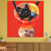 ZWARTE ANIME KAT IN EEN GLAS SAP CANVAS AFDRUK (Insitu (Woonkamer))