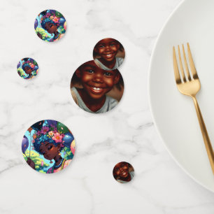  zwarte anime meisje met verjaardag gepersonalisee confetti