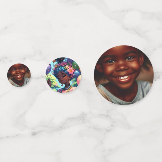  zwarte anime meisje met verjaardag gepersonalisee confetti (Voorkanten)