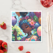 zwarte anime meisje met verjaardag servet (Insitu)