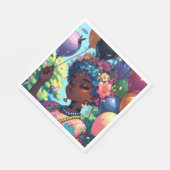 zwarte anime meisje met verjaardag servet (Hoek)