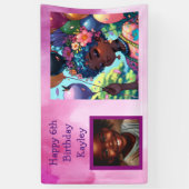  zwarte anime meisje met verjaardag spandoek (Verticaal)