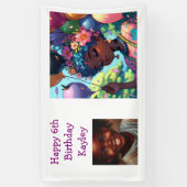  zwarte anime meisje met verjaardag spandoek (Verticaal)