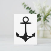 Zwarte anker met hart briefkaart (Staand voorkant)