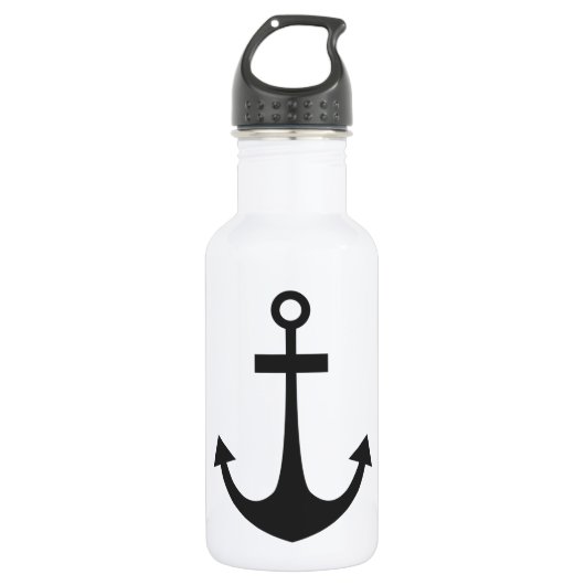 Zwarte Anker Waterfles (Voorkant)