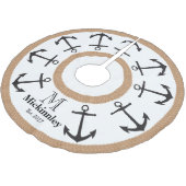 Zwarte Ankers en Bruine Rope Nautische Familienaam Kerstboom Rok (Gekanteld)