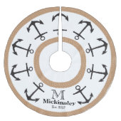 Zwarte Ankers en Bruine Rope Nautische Familienaam Kerstboom Rok (Voorkant)