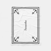 Zwarte ankers op wit gepersonaliseerd fleece deken (Voorkant)