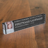 Zwarte ans Witte Naam, Professionele Titel en Foto Naambordje (Zijkant)