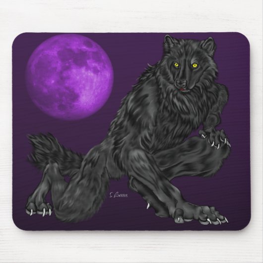 Zwarte Anthro Werewolf Muismat (Voorkant)