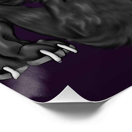 Zwarte Anthro Werewolf Perfect Poster (Hoek)