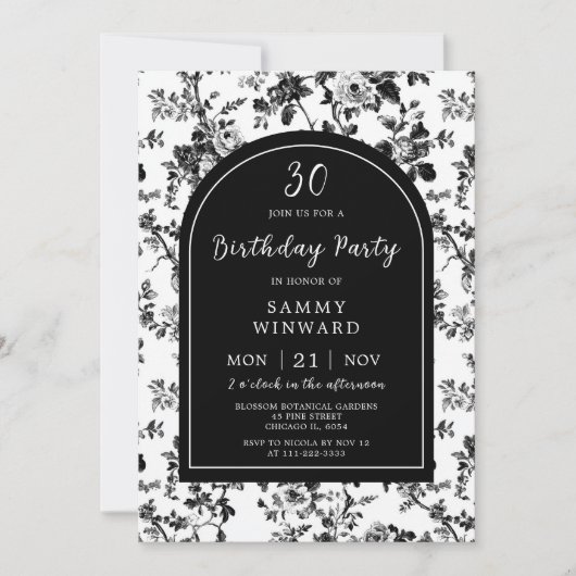 Zwarte Antiek Chinoiserie Verjaardagsfeest Kaart (Voorkant)