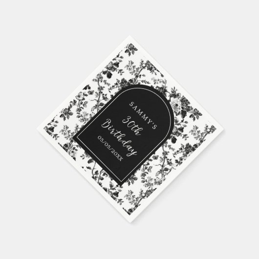 Zwarte Antiek Chinoiserie Verjaardagsfeest Servet (Hoek)