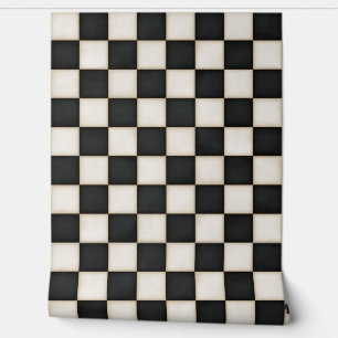 Zwarte & Antiek witte checkers Behang