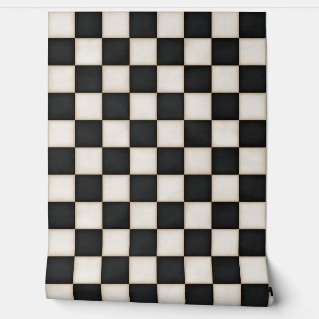 Zwarte & Antiek witte checkers Behang (Afrollen)