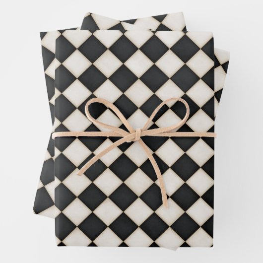 Zwarte & Antiek witte diamanten Inpakpapier Vel (In situ)