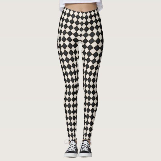 Zwarte & Antiek witte diamanten Leggings (Voorkant)