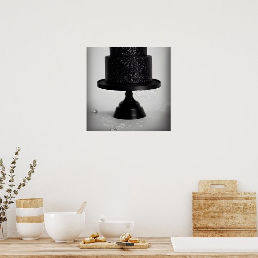 Zwarte antieke trouwtaart en standaard poster (Keuken)