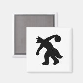 Zwarte Antropomorfe Canine Bowling Magnet 0001 (Voorkant / Achterkant)