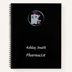 Zwarte apotheek logo elegante minimalist notitieboek