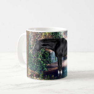 Zwarte Appaloosa Horse Waterfall Background Koffiemok