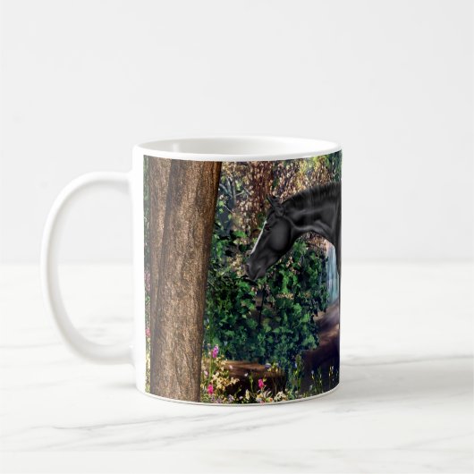 Zwarte Appaloosa Horse Waterfall Background Koffiemok (Links)
