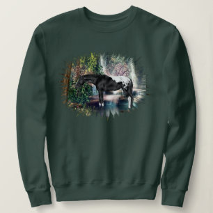 Zwarte Appaloosa-paard-waterval-achtergrond Trui