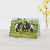 Zwarte appaloosa-paarden in de zomerperiode kaart (Gele Bloem)