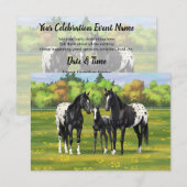 Zwarte appaloosa-paarden in de zomerperiode kaart (Voorkant / Achterkant)