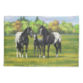 Zwarte appaloosa-paarden in de zomerperiode kussensloop (Achterkant-Links)