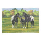 Zwarte appaloosa-paarden in de zomerperiode kussensloop (Voorkant-Rechts)