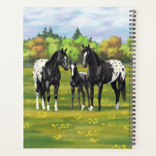 Zwarte appaloosa-paarden in de zomerperiode planner (Achterkant)