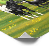 Zwarte appaloosa-paarden in de zomerperiode poster (Hoek)