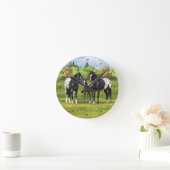 Zwarte appaloosa-paarden in de zomerperiode ronde klok (Huis)