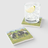 Zwarte appaloosa-paarden in de zomerperiode stenen onderzetter (Zijkant)