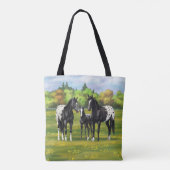 Zwarte appaloosa-paarden in de zomerperiode tote bag (Achterkant)